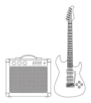 Guitar and Amplifier Stock Illustration