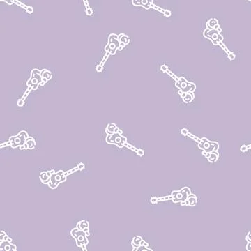 Guitar and castanets line vector seamless pattern Stock Illustration