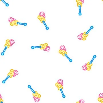 Guitar and castanets vector seamless pattern Stock Illustration