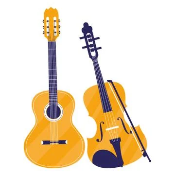 Guitar and fiddle instruments Stock Illustration