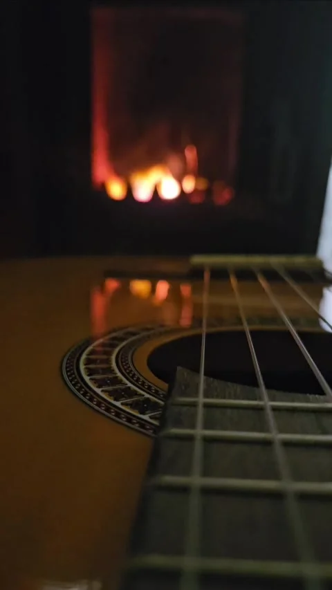 Guitar and fire Stock Footage 297222930