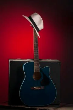 Guitar and hat Stock Photos