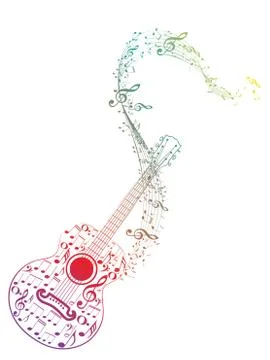 Guitar and Music Notes Stock Illustration