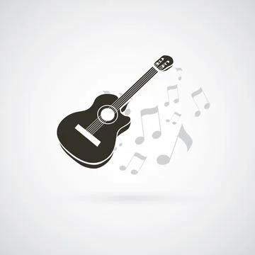 Guitar and Musical Notes - Design Concept Illustration, Template in Freely .. Stock Illustration