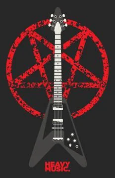 Guitar and Pentagram vector design Stock Illustration