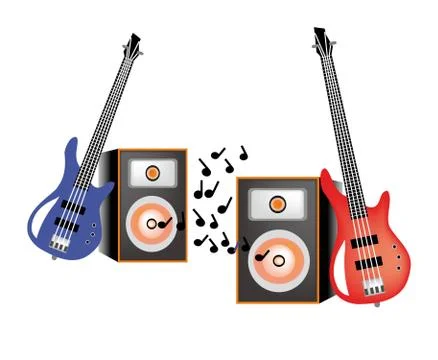 Guitar and speaker Stock Illustration