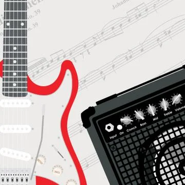 Guitar and speaker. イラスト素材