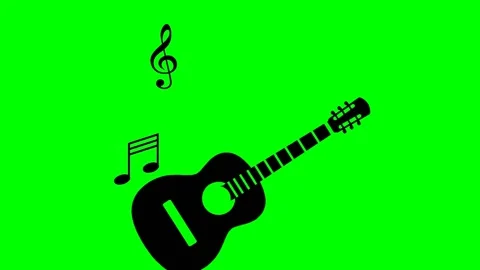 Guitar with animated notes. Video stock 140094610