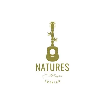Guitar bamboo logo design vector Stock Illustration