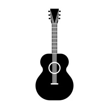 Guitar black vector icon on white background Illustrazione stock