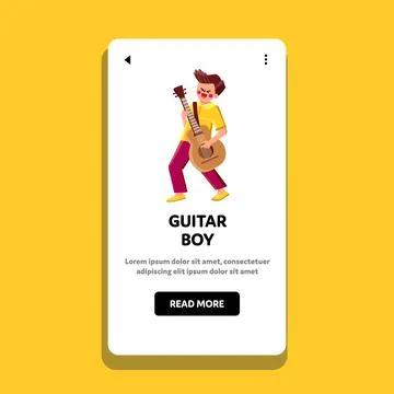 Guitar boy play music Vector Stock Illustration