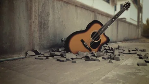 Guitar Breaking through the Floor Stock Footage 269869050
