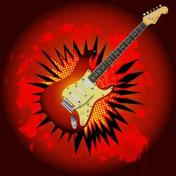 Guitar Cartoon Explosion Stock Illustration
