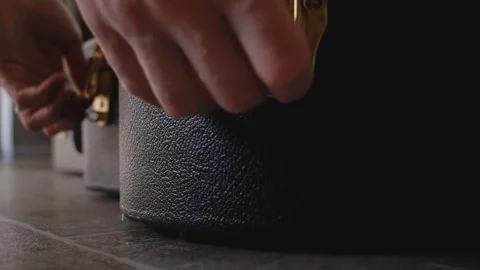 Guitar case gets opened - 4k- Video stock 112605868