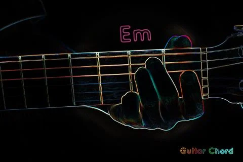 Guitar chord on a dark background Stock Illustration