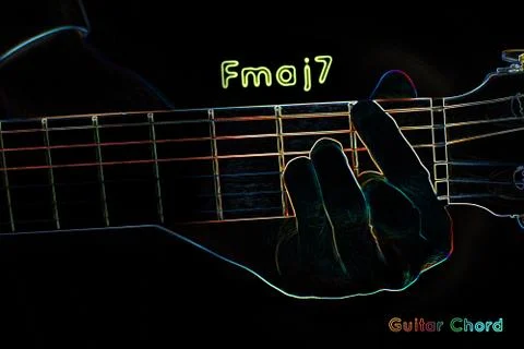 Guitar chord on a dark background Stock Illustration