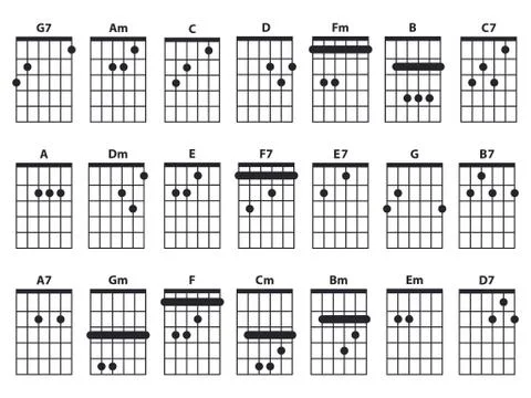Guitar chords icon set. Stock Illustration