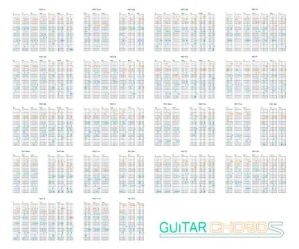 Guitar chords set on vector graphic art. Stock-Illustration