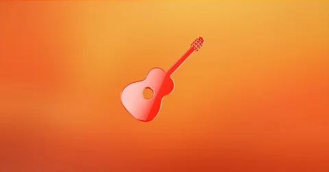 Guitar Classic Red 3d Icon Stock Footage 74313864