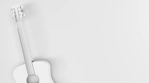 Guitar closeup view on empty background with copy space. Clay render 3D illus Stock Illustration