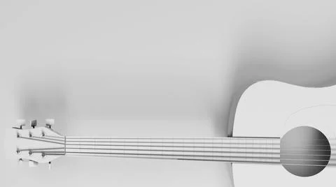 Guitar closeup view on empty background with copy space. Clay render 3D illus Stock Illustration