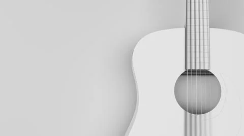 Guitar closeup view on empty background with copy space. Clay render 3D illus Stock Illustration