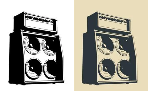 Guitar combo amplifier illustrations 스톡 일러스트