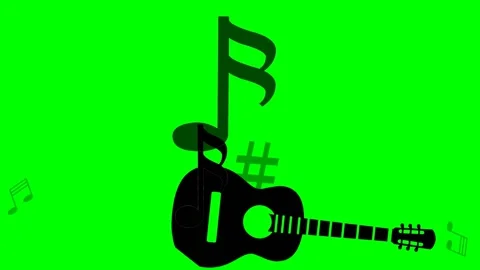 Guitar with dancing notes. Stock-Footage 141133736