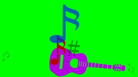 The guitar is dancing with the notes. Stock Footage 141135696