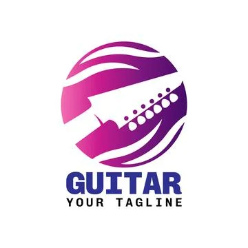 Guitar design template for store or brand vector style Illustrazione stock