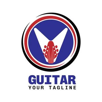 Guitar design template for store or brand vector style Illustrazione stock