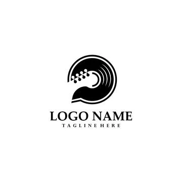 Guitar disc logo design vector Illustrazione stock
