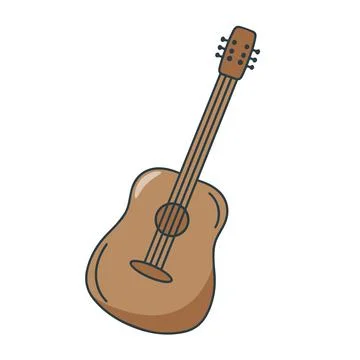Guitar doodle style colored icon vector illustration イラスト素材