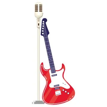 Guitar electric and microphone instruments イラスト素材
