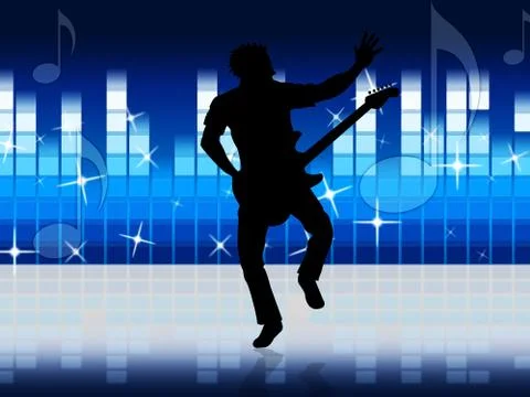 Guitar equaliser indicates sound track and audio Stock Illustration