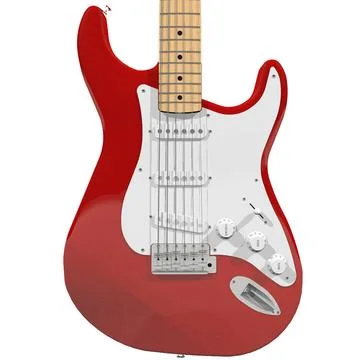 Guitar Fender Stratocaster Red Finish 3D Model