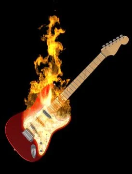 Guitar on fire Stock Illustration