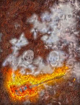 Guitar fire Stock Illustration