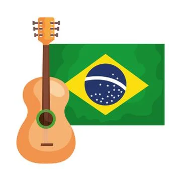 Guitar with flag brazil isolated icon Stock Illustration
