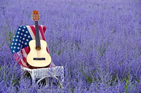 Guitar on flag Stock Photos