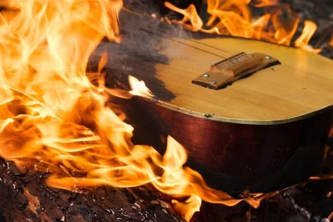 Guitar in flame Stock Photos