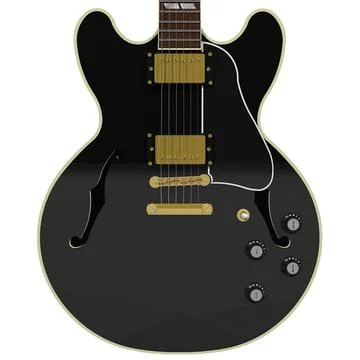 Guitar: Gibson ES Hollow Body: Black 3D Model