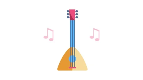 A guitar icon accompanied by music notes, representing the essence of music.. Stock Footage 332323400