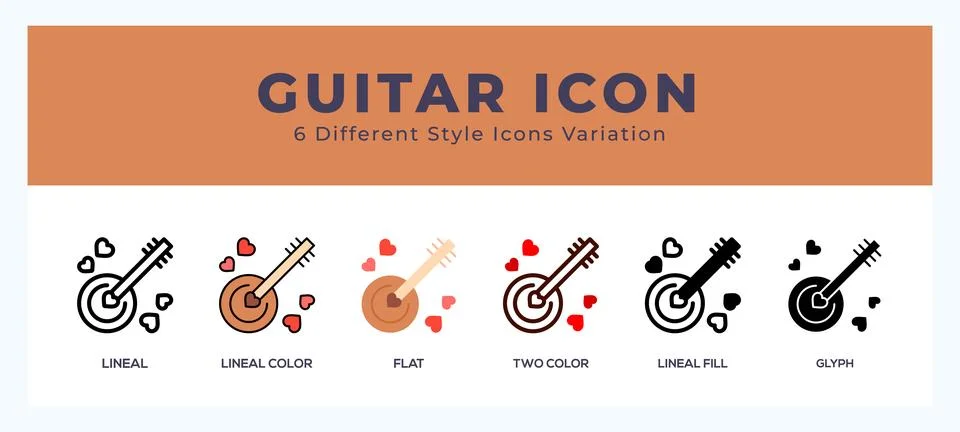 Guitar icon in different style vector illustration. Stock Illustration