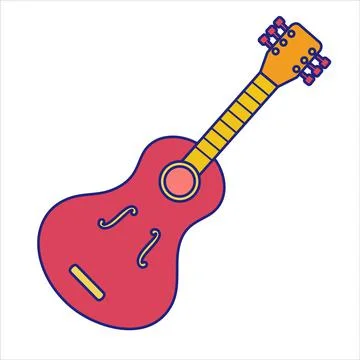 Guitar Icon Flat Design Vector Stock Illustration