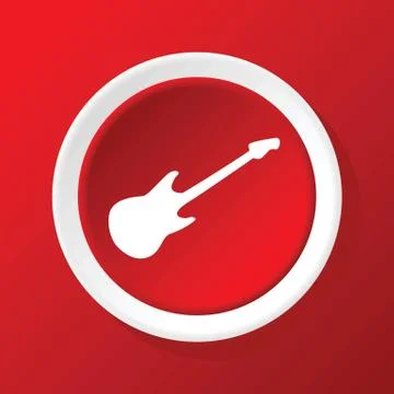 Guitar icon on red Stock Illustration