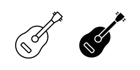 Guitar icon. Style is flat and line symbol Stock Illustration