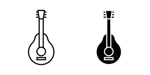 Guitar icon symbol. Vector illustration pack in black color. Stock Illustration