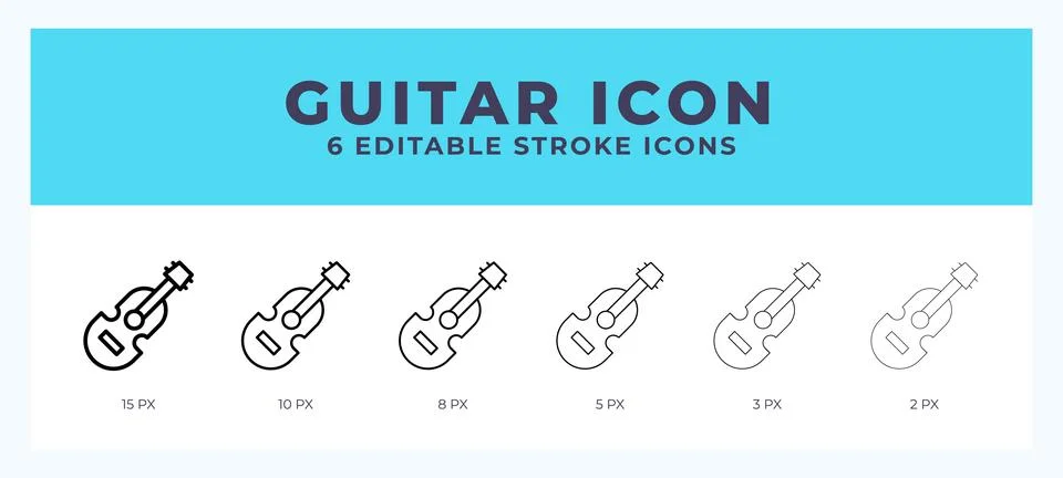 Guitar icon vector for web. And mobile app. Editable stroke outline icon. Stock Illustration