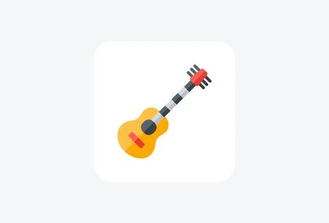 Guitar instrument fully editable vector icon Stock Illustration